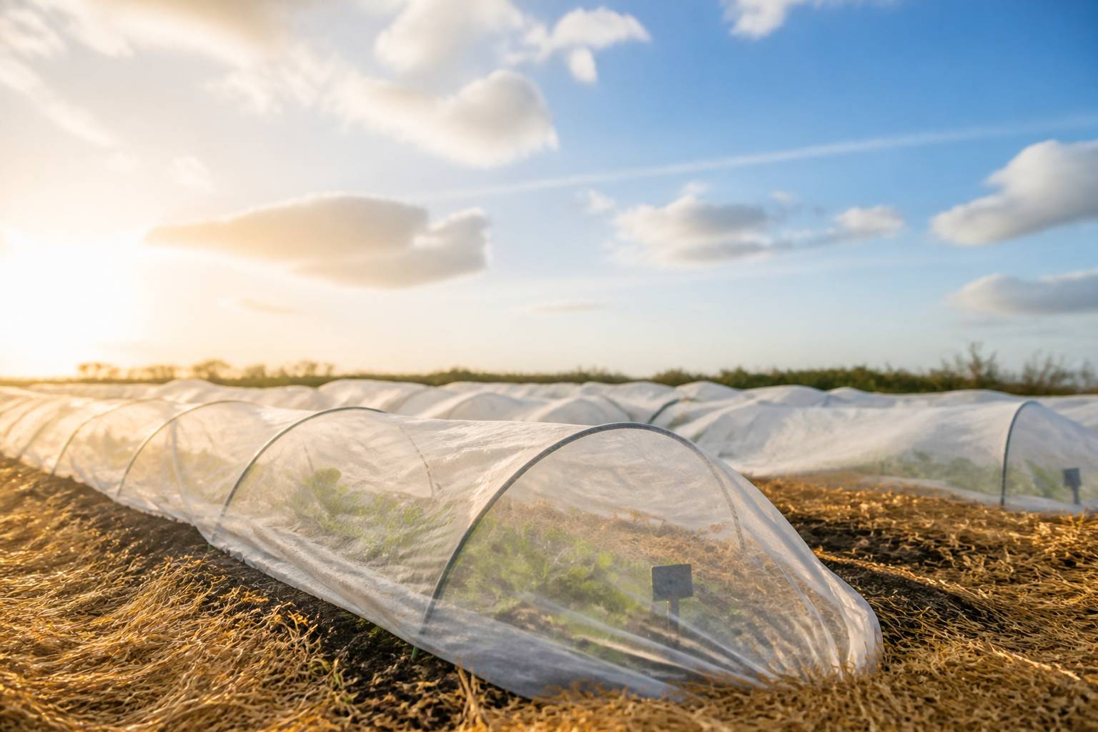 Voile d'hivernage protégeant des jeunes plants du froid